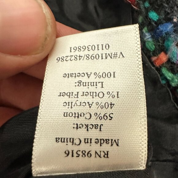 Coldwater Creek Multicolored Tweed Jacket 12P Womens 3/4 Sleeve Button Front - Picture 5 of 6